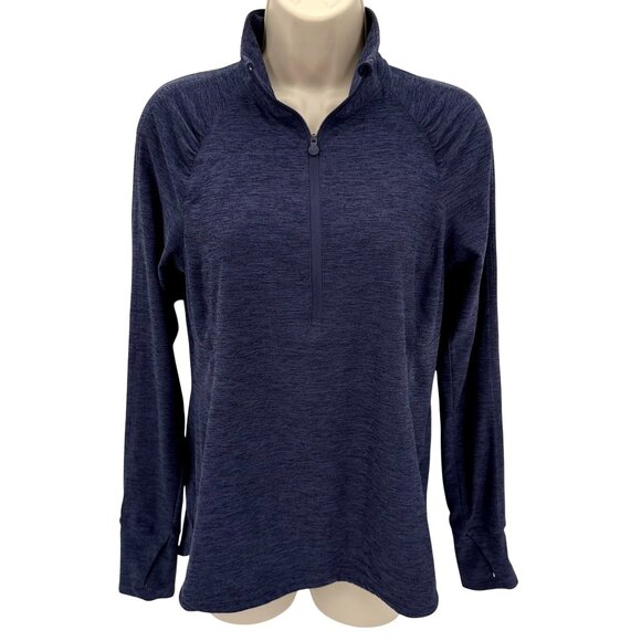 Apana Womens Heathered Blue1/4 Zip Pullover Lightweight Long-Sleeve Top S - Picture 1 of 12